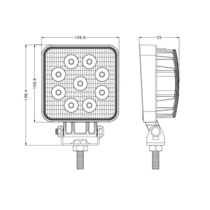 27W Square LED Road Work Lights For Trucks & Agricultural Machinery IP68